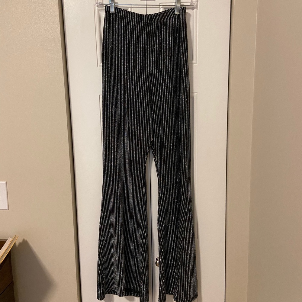 High Waisted Glitter Striped Pants